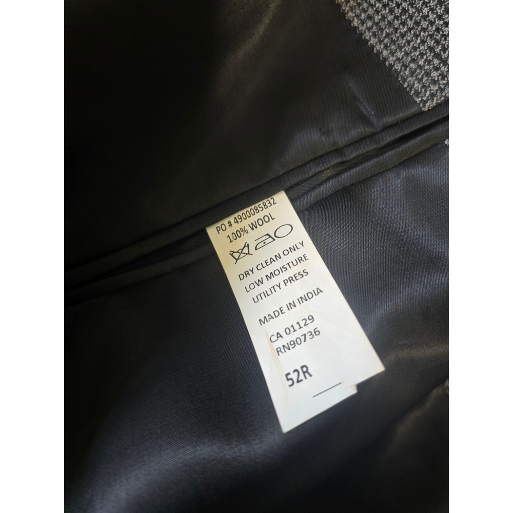 Calvin Klein Mens Grey Houndstooth Two Button Blazer Sport Coat Jacket Size 52R - Picture 11 of 11